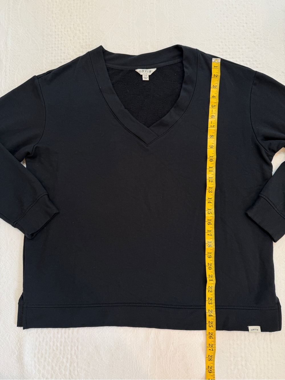 Orvis Pullover Womens L Black V Neck Long Sleeve Stretch Lightweight Sweatshirt - Picture 6 of 7